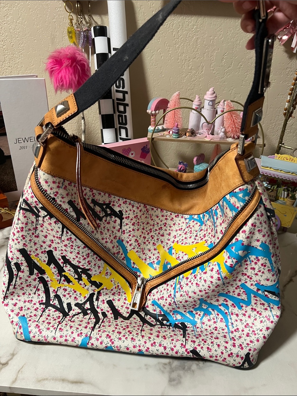 L.A.M.B. Gwen Stefani Grandvale Y2K Ditzy Floral Graffiti Hobo Bag